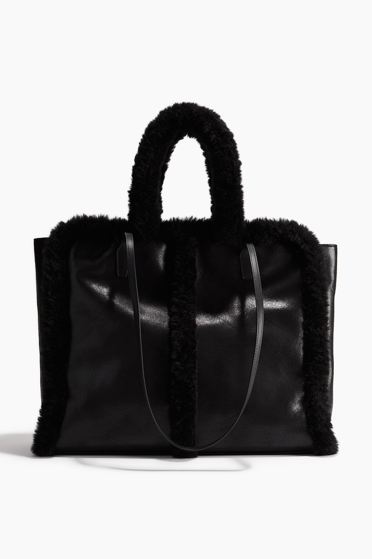 Bolso shopper con ribete efecto pelo Negro MUJER H&M ES
