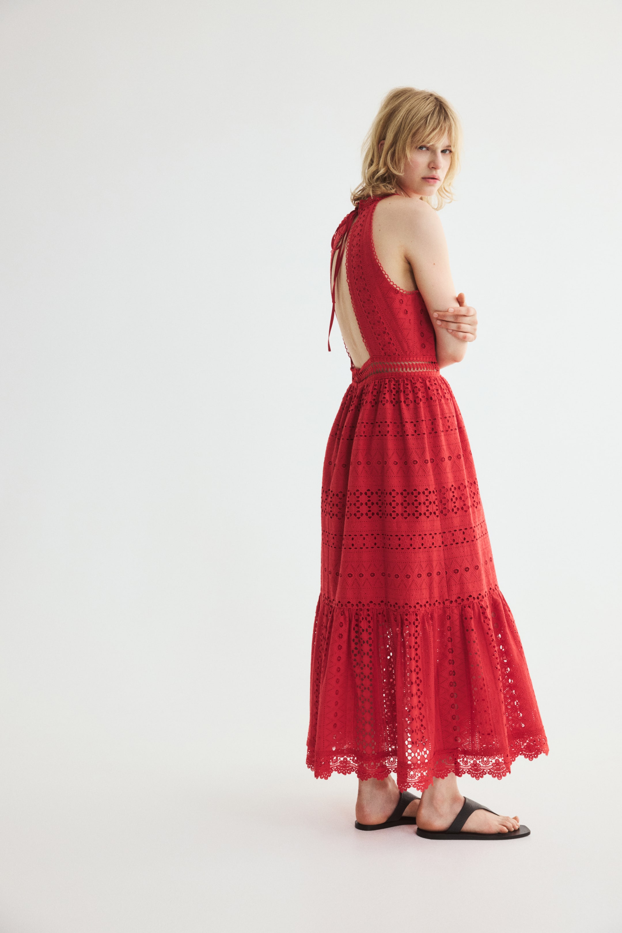 Eyelet-Embroidered Cutout Dress