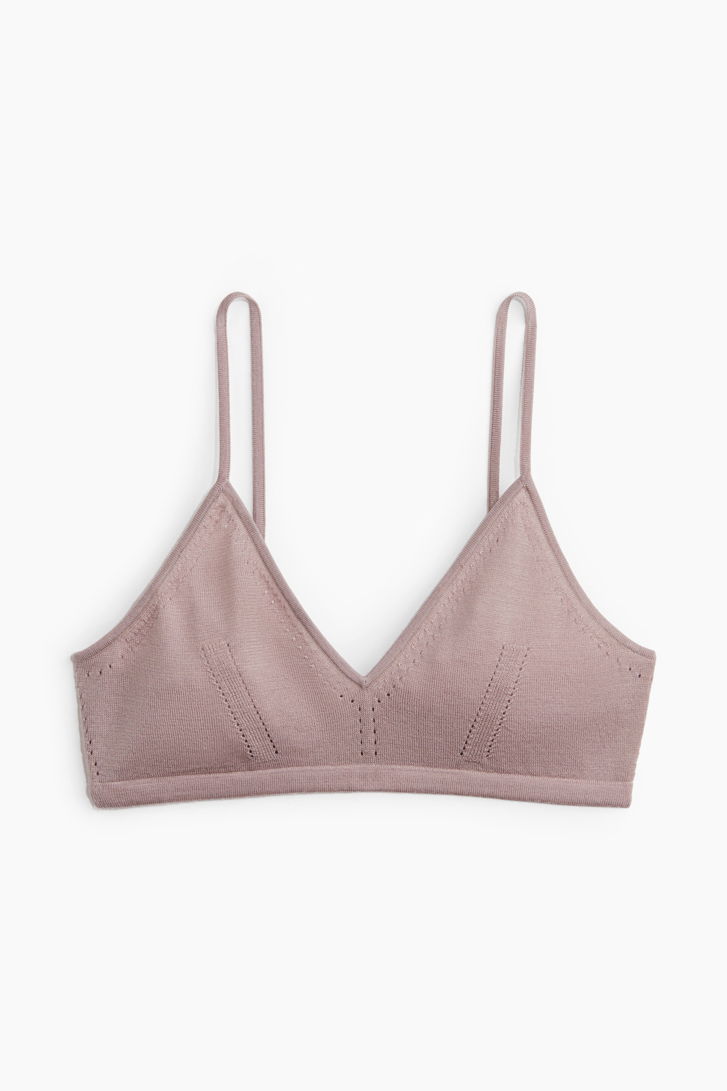 Blød bh i uld - Støvet lys rosa/Mørkegrå