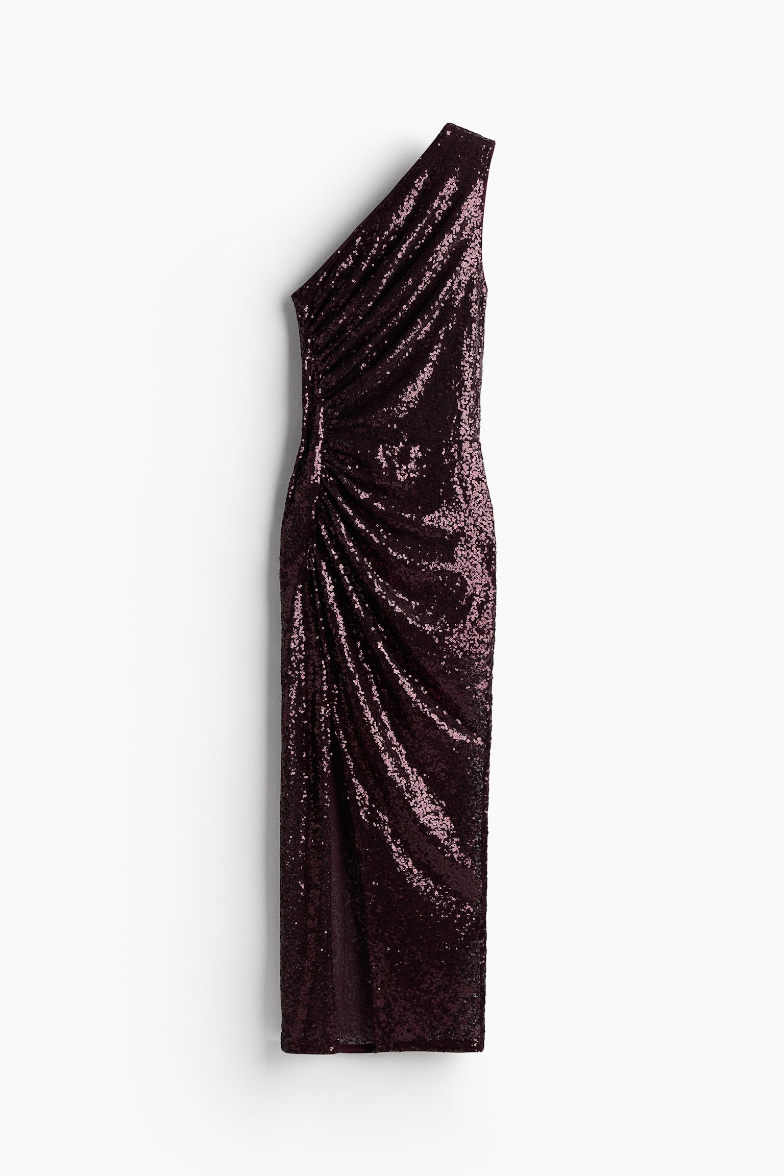 Sequined one-shoulder dress - Burgundy - 2