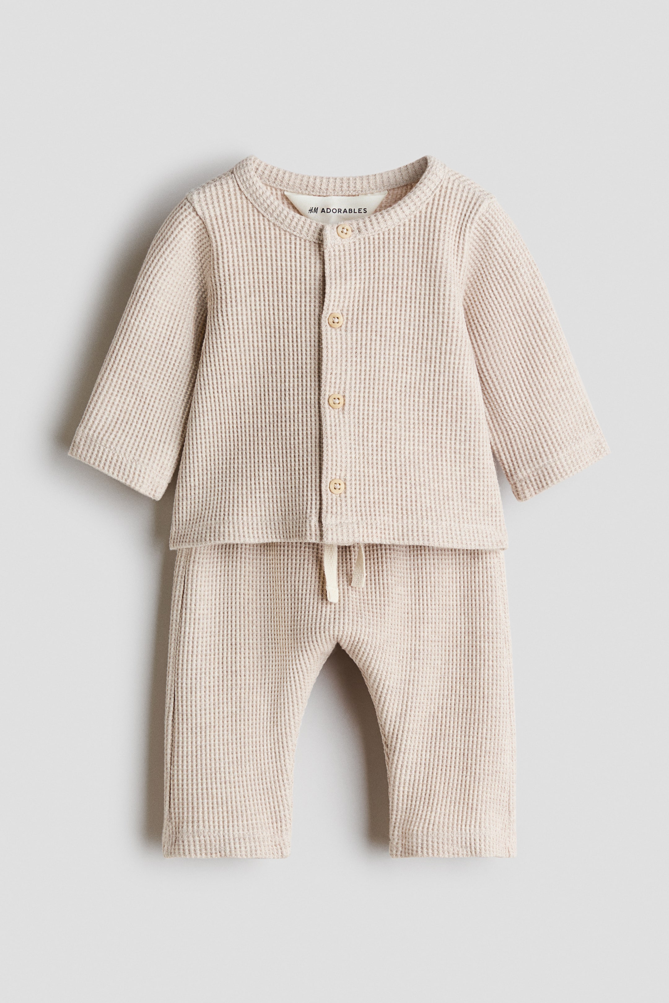 Büyük resmi görüntüle: 2 Parçalı Petek Dokulu ve Pamuklu Set - Açık bej - ÇOCUK | H&M TR 1