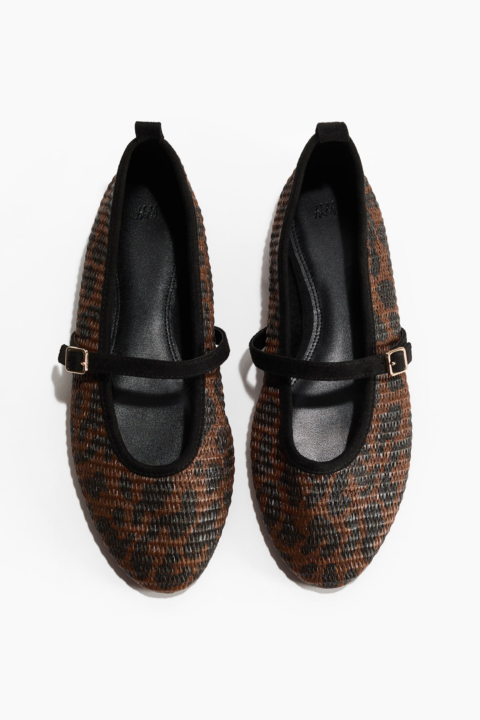 Mary Janes i strå - Mörkbrun/Leopardmönstrad/Beige