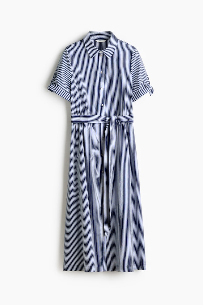Robe chemise à manches courtes - Bleu marine/rayé/Beige/imprimé léopard - 1