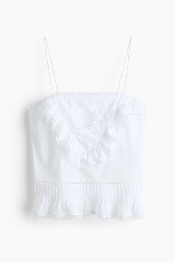 Женские топы H&M Ruffle-Trimmed Strappy Top