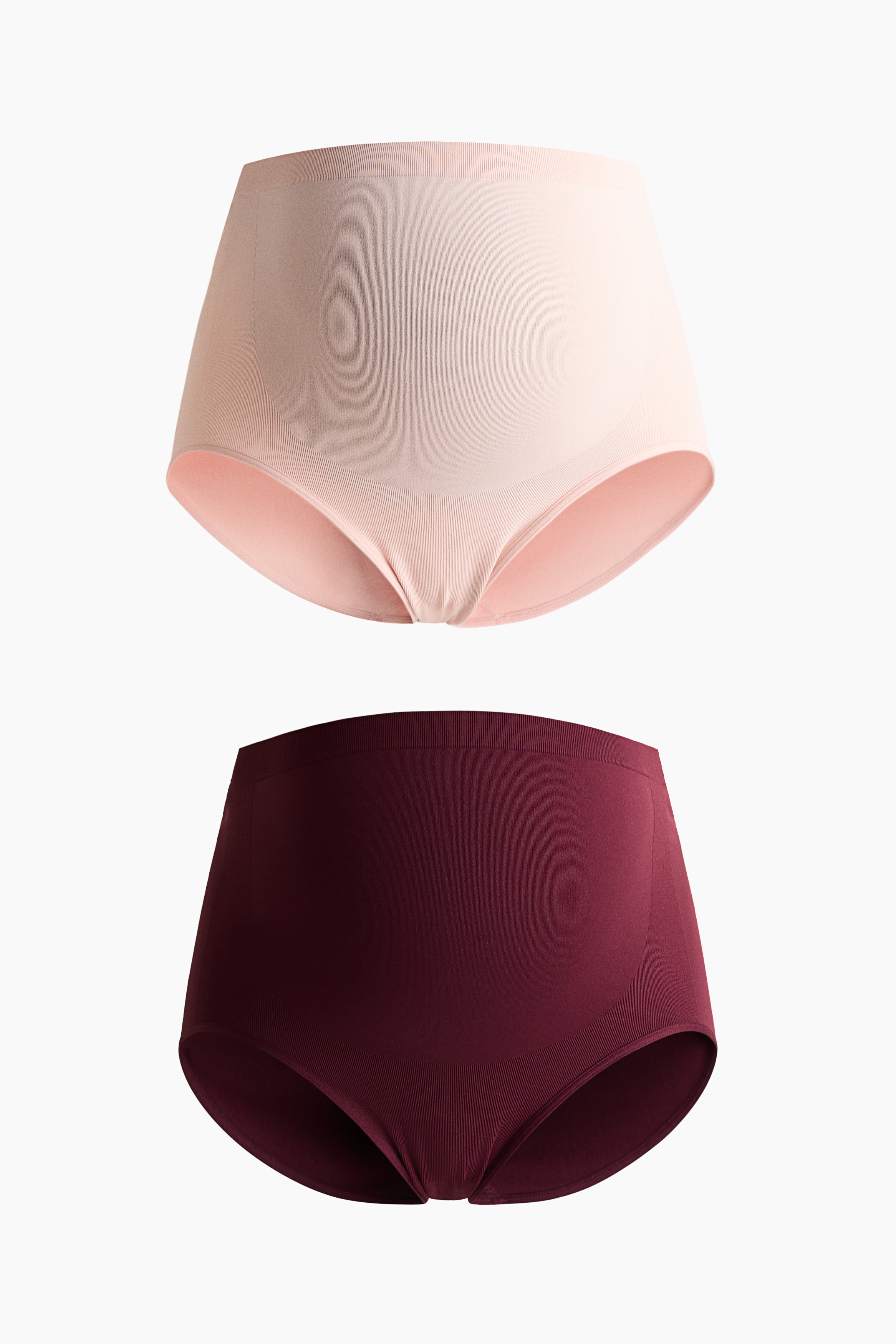MAMA 2er-Pack Seamless-Slips mit Bauchstütze - Weinrot/Puderrosa/Graumeliert/Schwarz