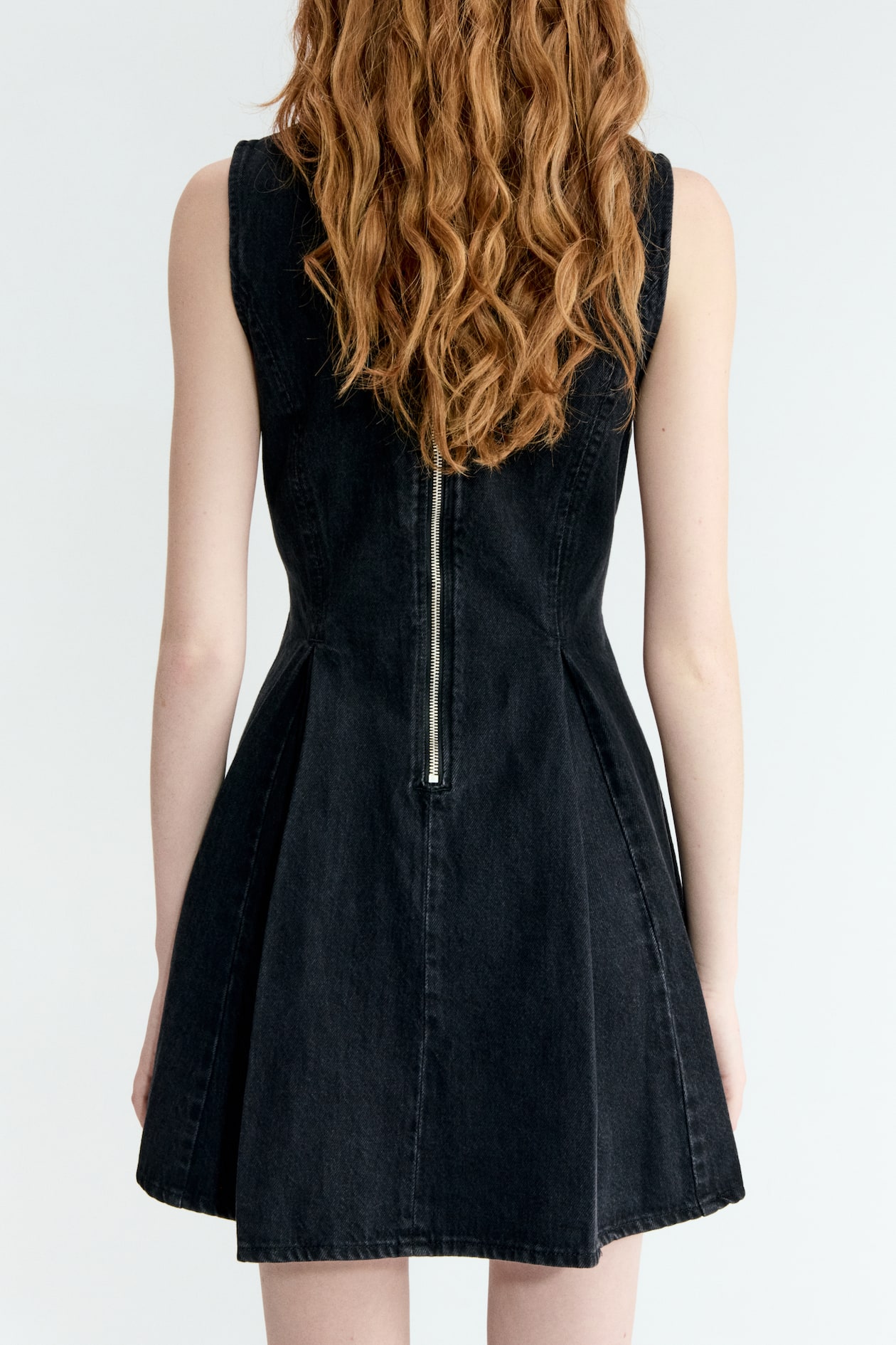 Flared-Skirt Denim Dress - image 5