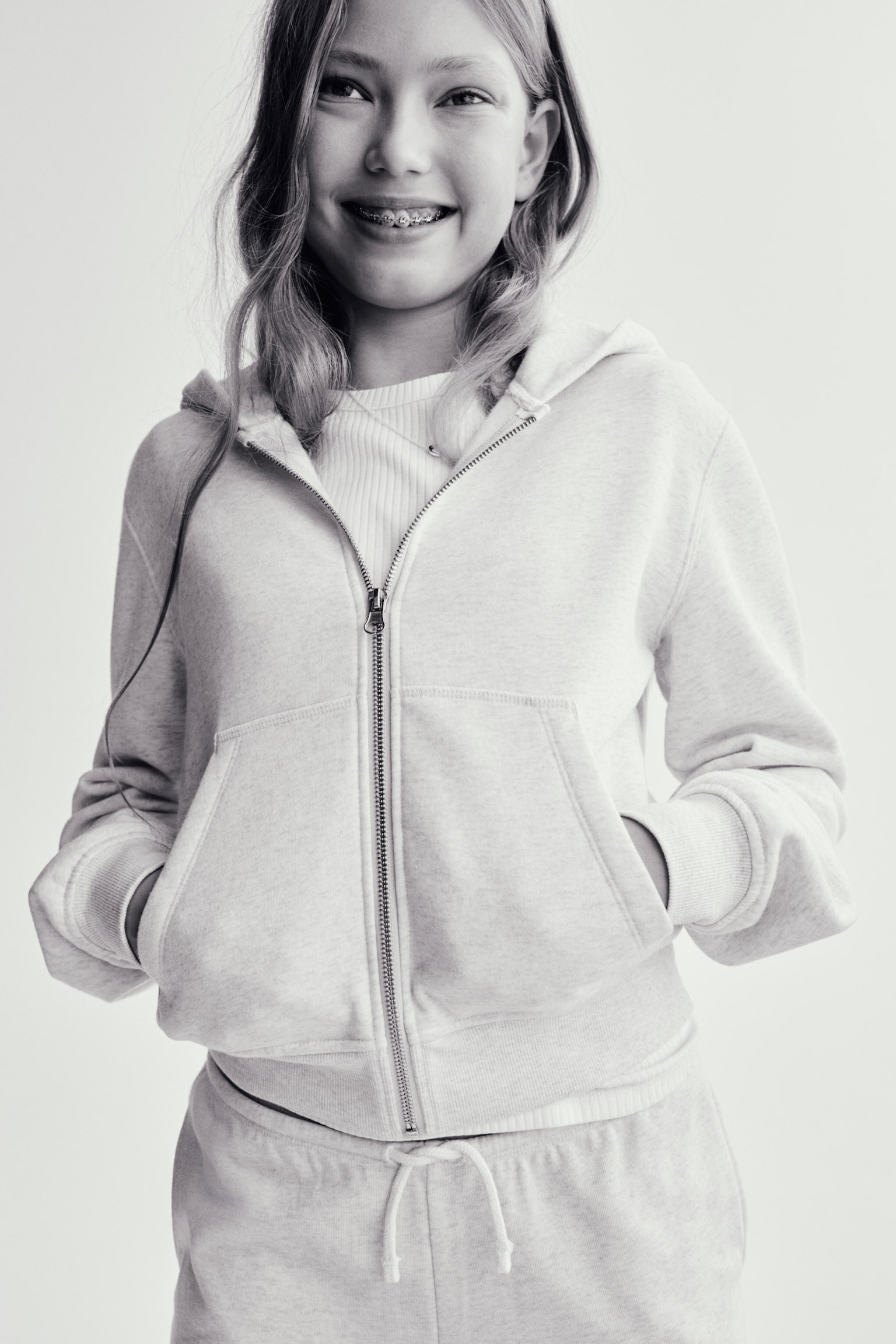 Детская куртка H&M Hooded, цвет: Кремовый меланжевый — фото 3