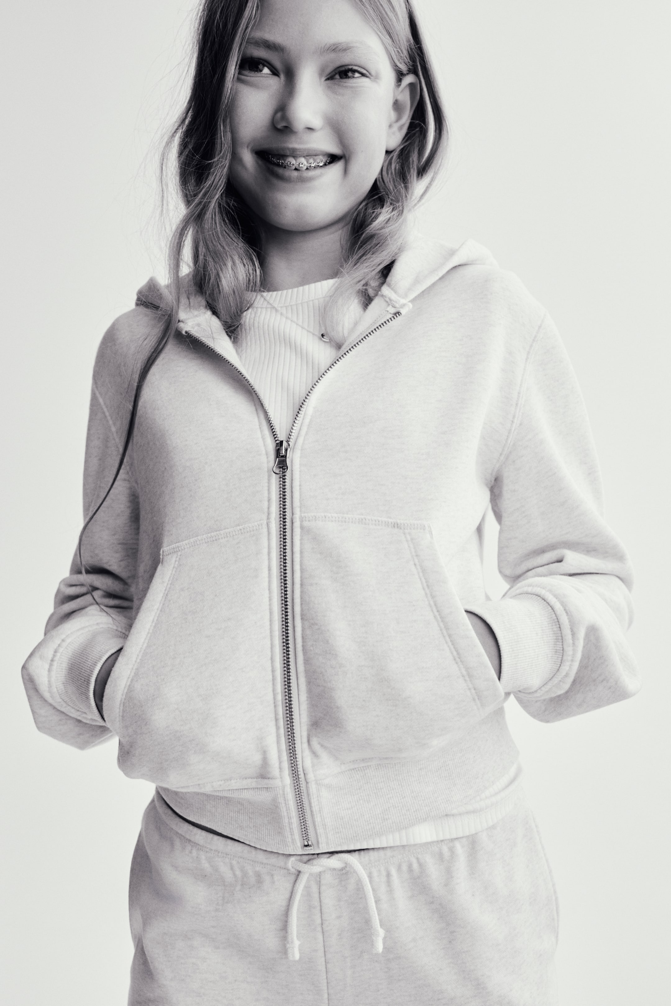 View larger image: Zip-through hoodie - Cream marl - Kids | H&M GB 2