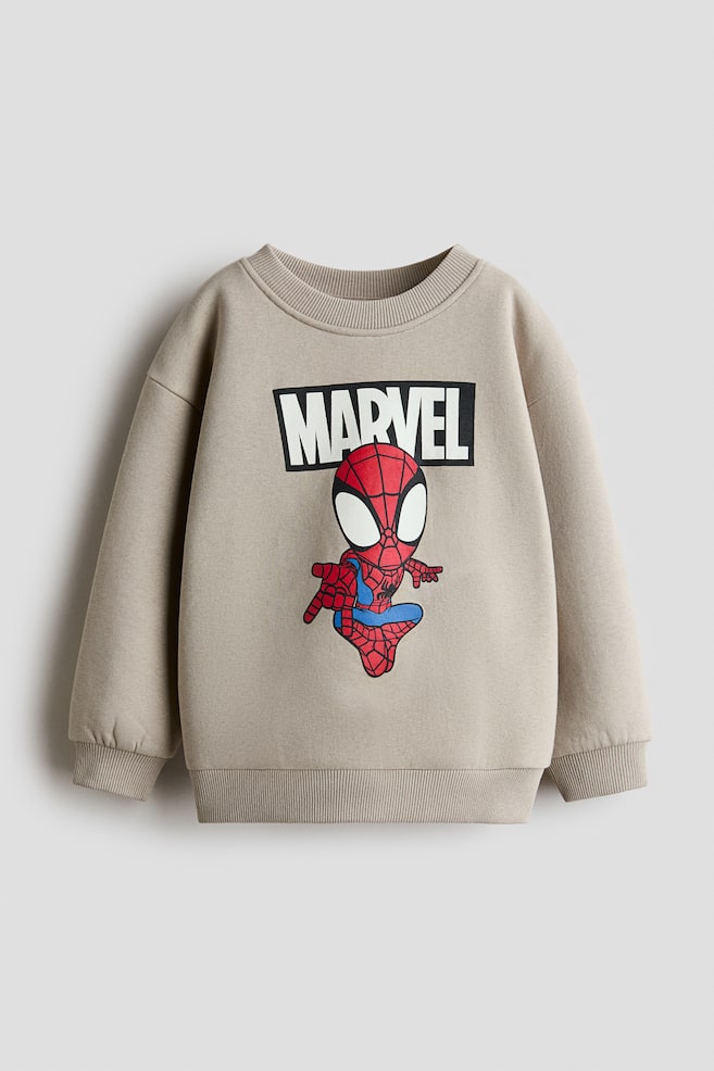 Printed Brushed-Inside Sweatshirt - Light beige/Spider-Man/Cream/Pokémon/Dark red/Spider-Man/Dusty blue/Pokémon/Dark gray/Batman/Navy blue/Harry Potter/Light beige/Cars/Cream/Marvel Comics/Red/The Grinch/Light beige/Snoopy/Dark green/Minecraft/Dark turquoise/Cars/Navy blue/Marvel Comics - 1