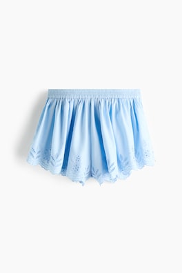 Dra-på-shorts med broderie anglaise