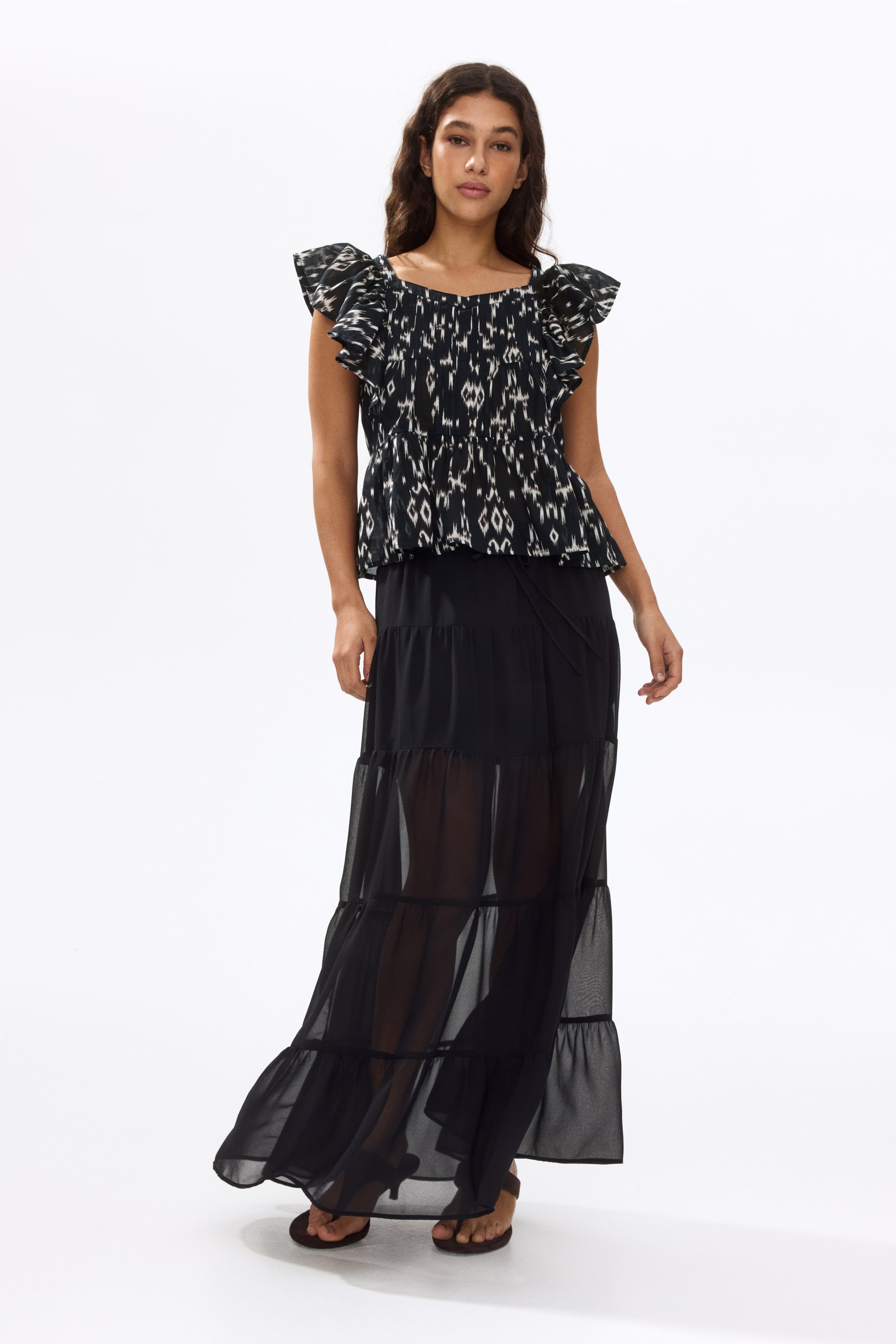 Frill-trimmed cotton top