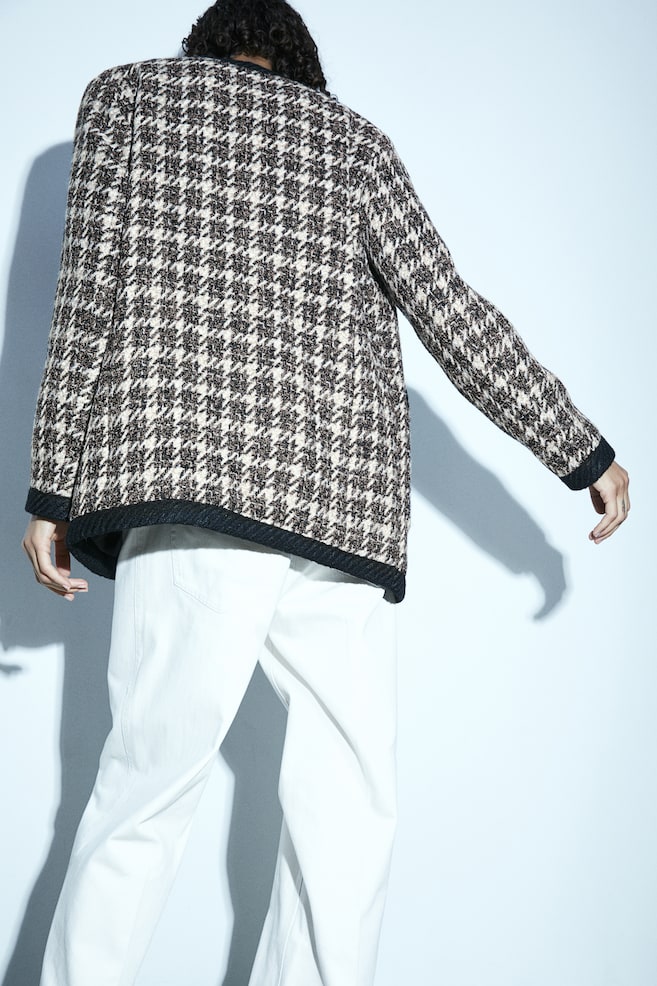 Textured-weave jacket - Black/Dogtooth-patterned/Beige marl - 3