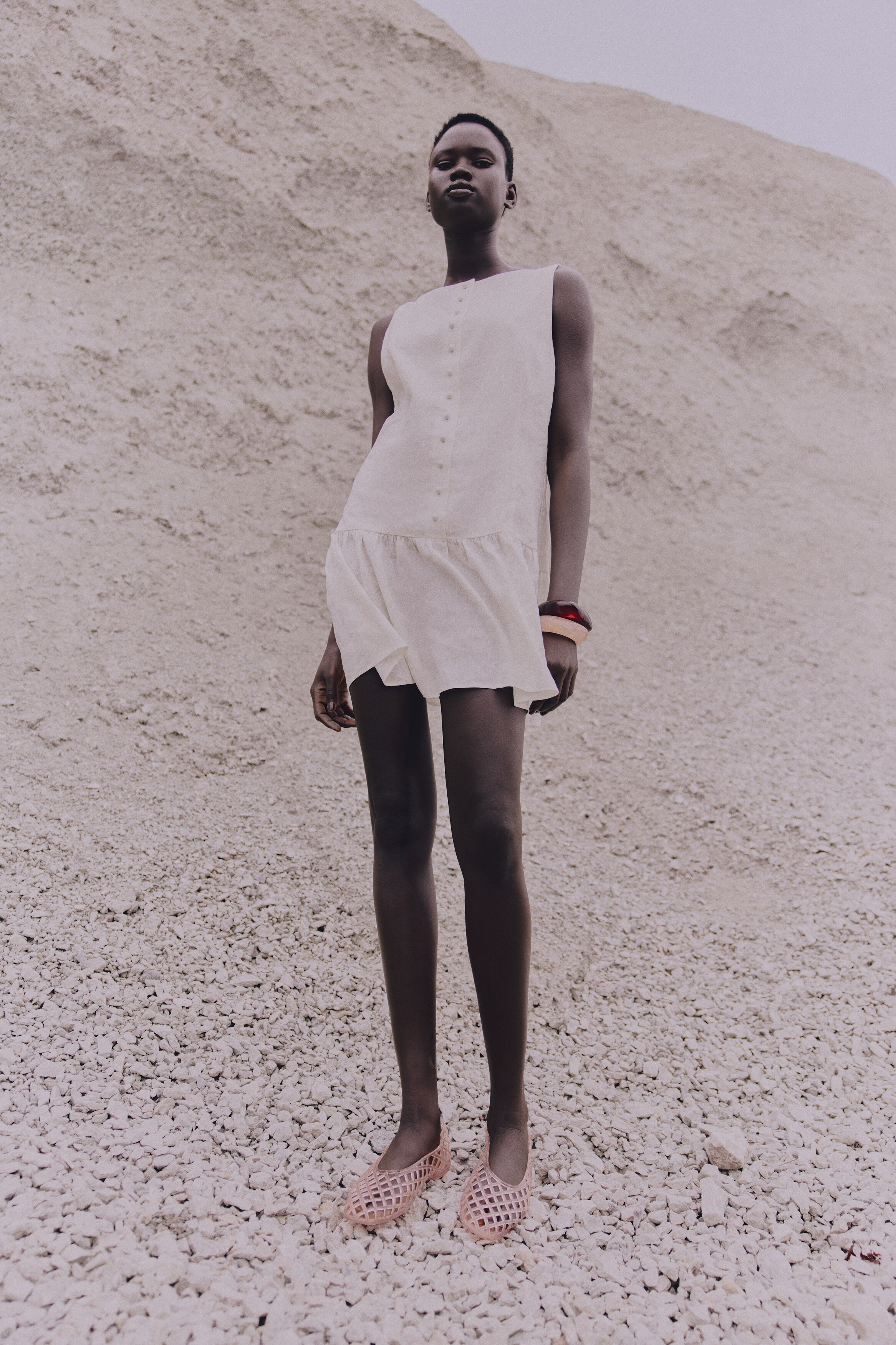 Linen-blend dress