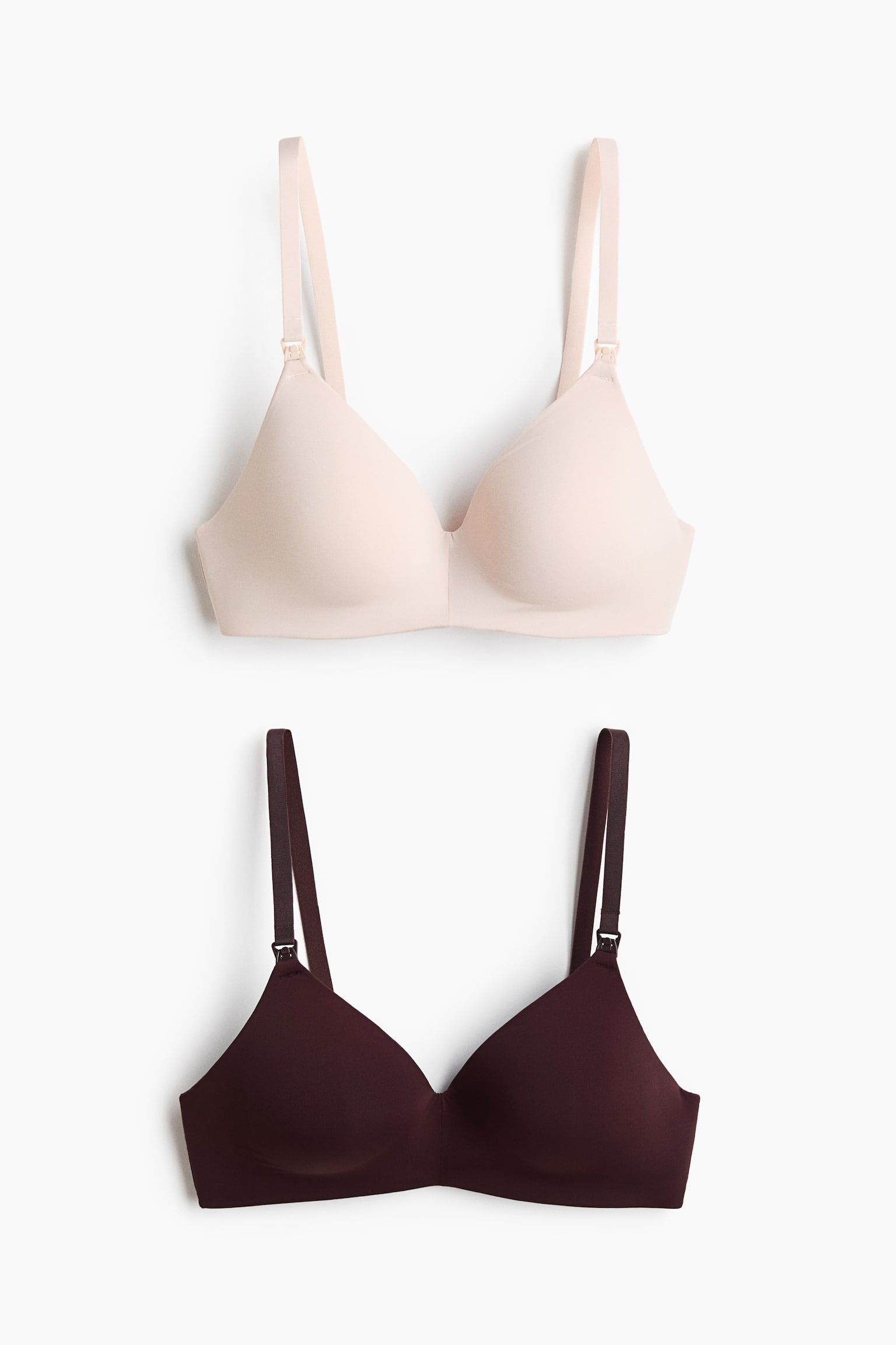 MAMA Set van 2 beugelloze padded voedings-bh‘s - Donkerbruin/lichtbeige/Beige/zwart/Lichtbeige/bleekroze