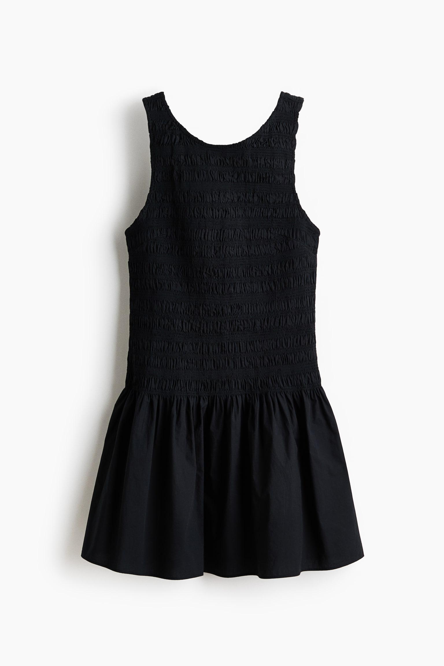 Smocked cotton dress - Black/White/Blue floral - 2