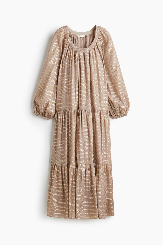 Robe en tissu jacquard - Beige - 1