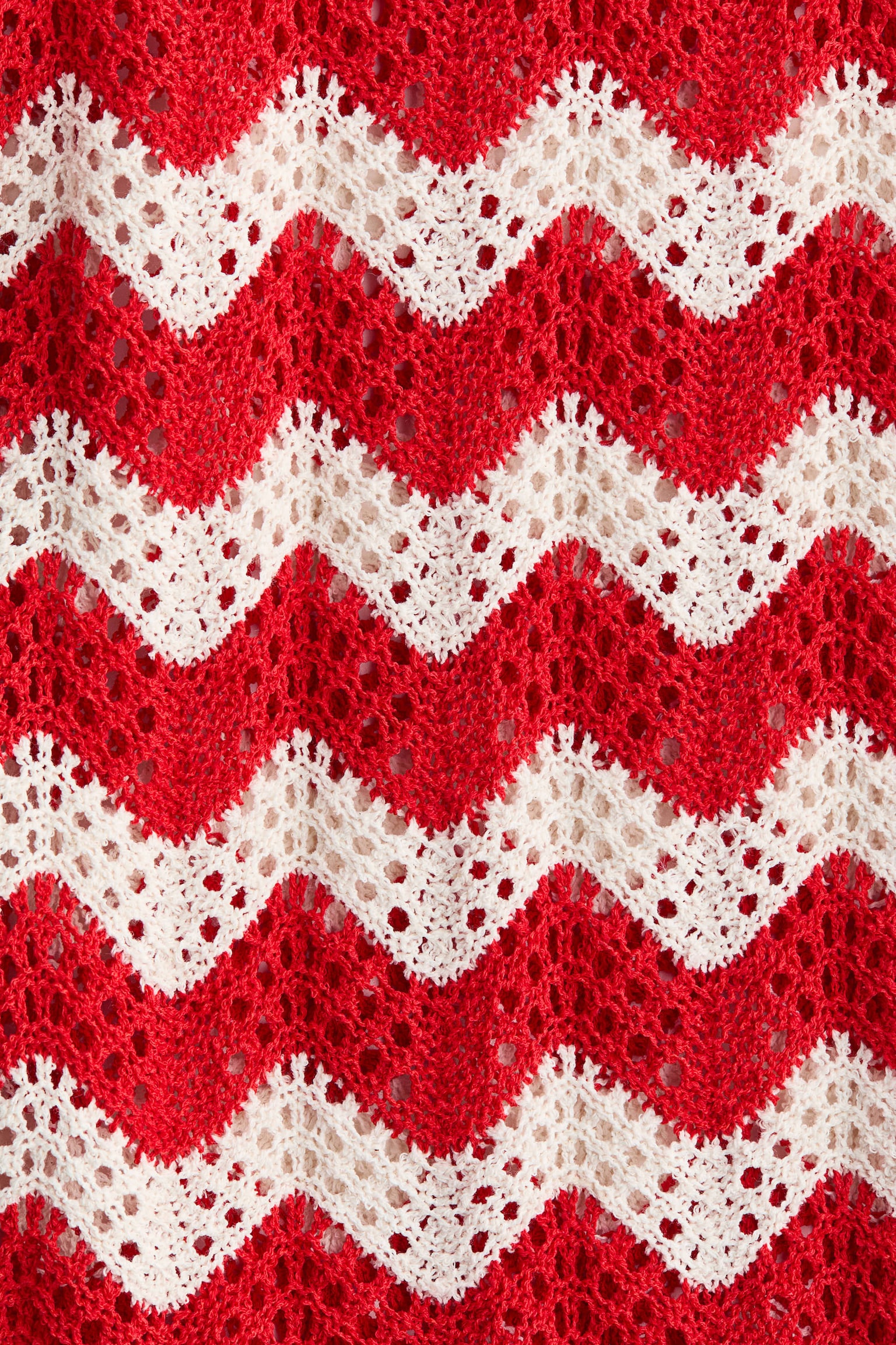 Crochet-look jacquard jersey trousers - White/Red striped - 4
