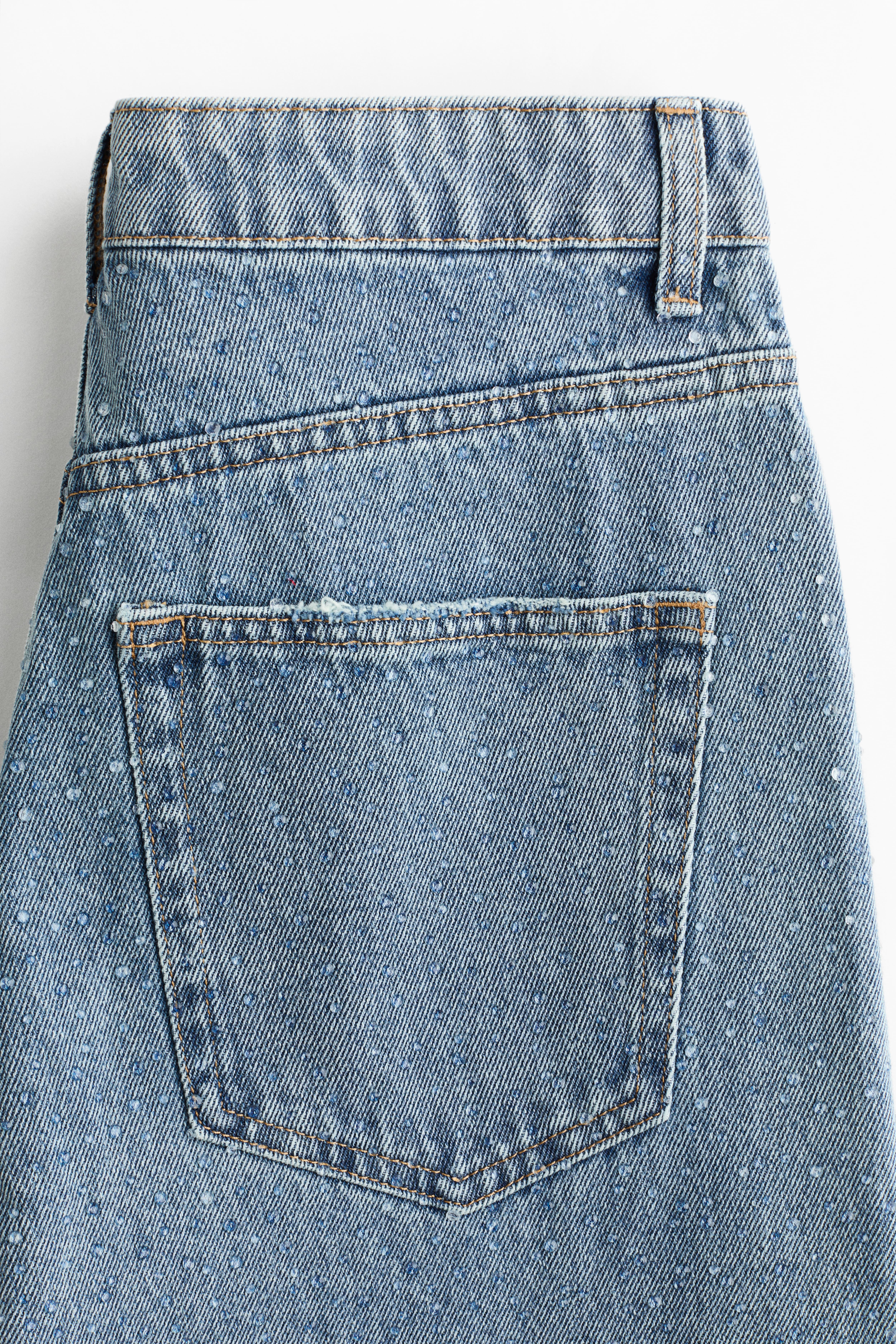 Rhinestone-Detail High-Waist Jeans