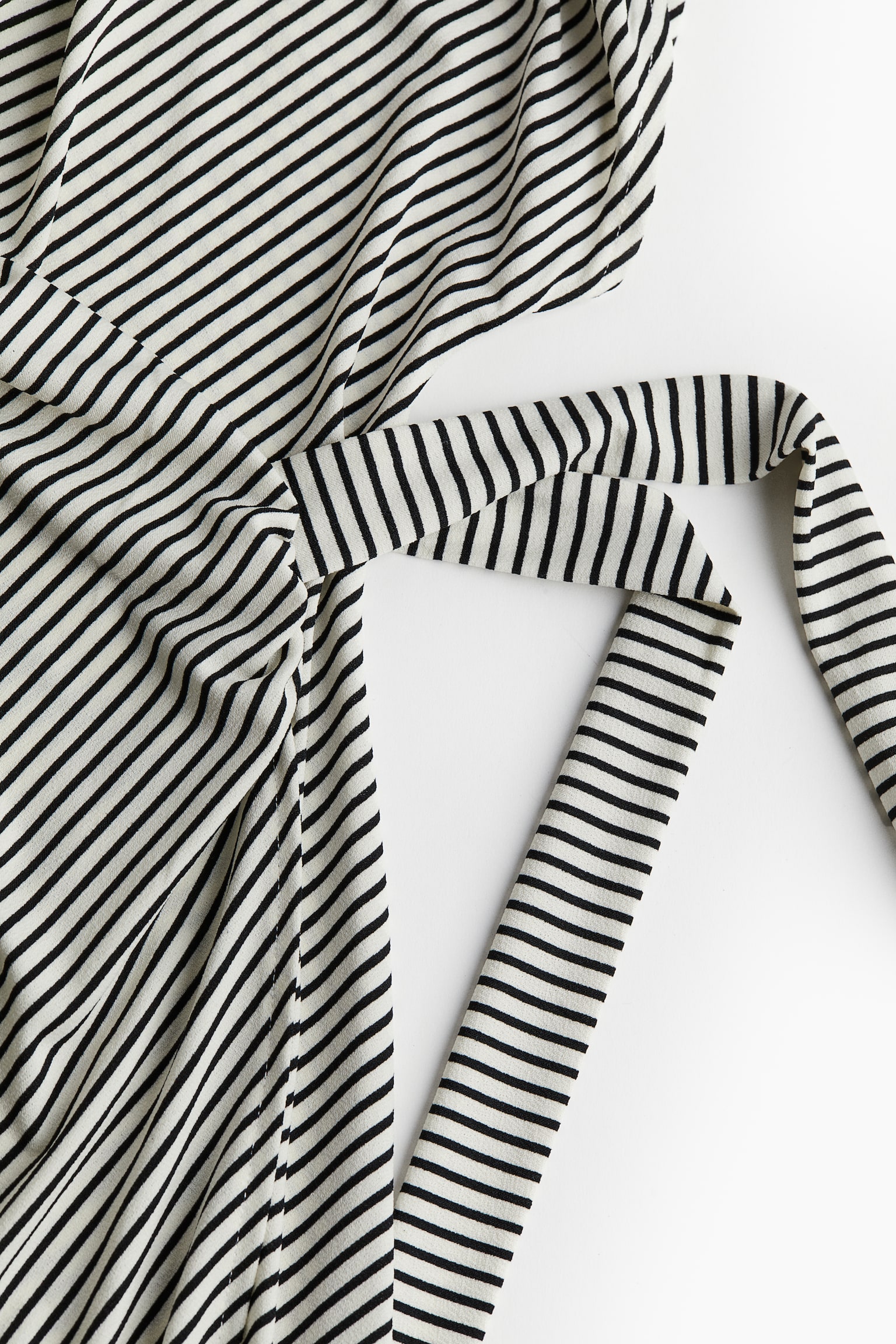 Jersey wrap dress - White/Black striped/Black - 4