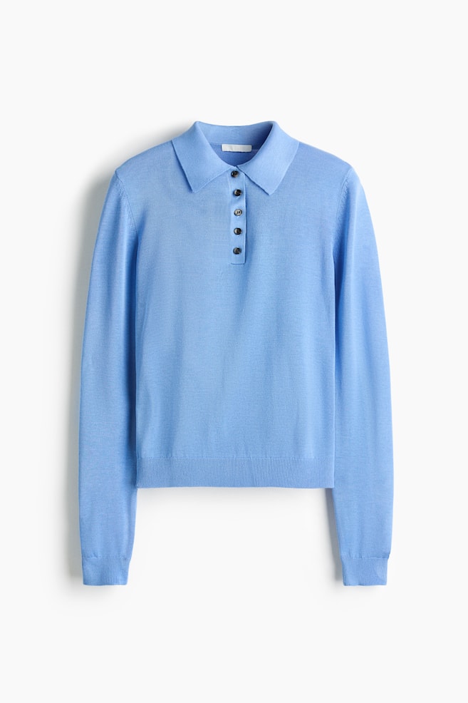 Fine Knit Polo Shirt - Blue/Beige/Light yellow/Pink - 1
