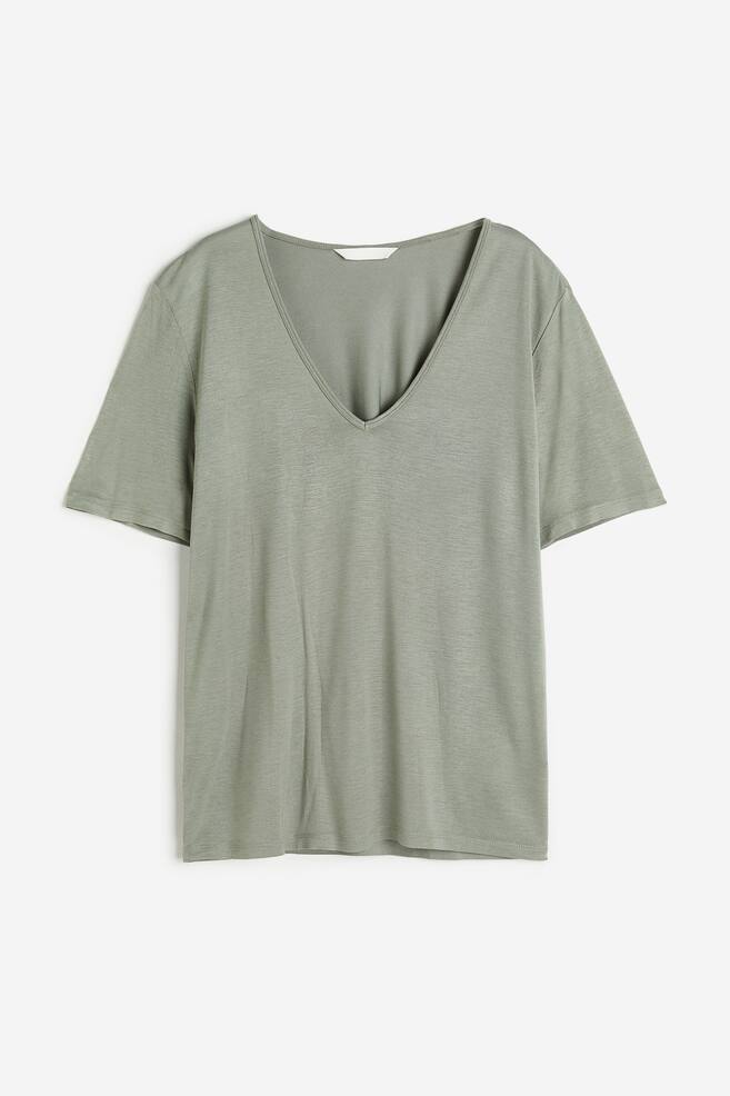 V-ringad T-shirt - Salviagrön/Svart/Vit/Mörkblå - 2