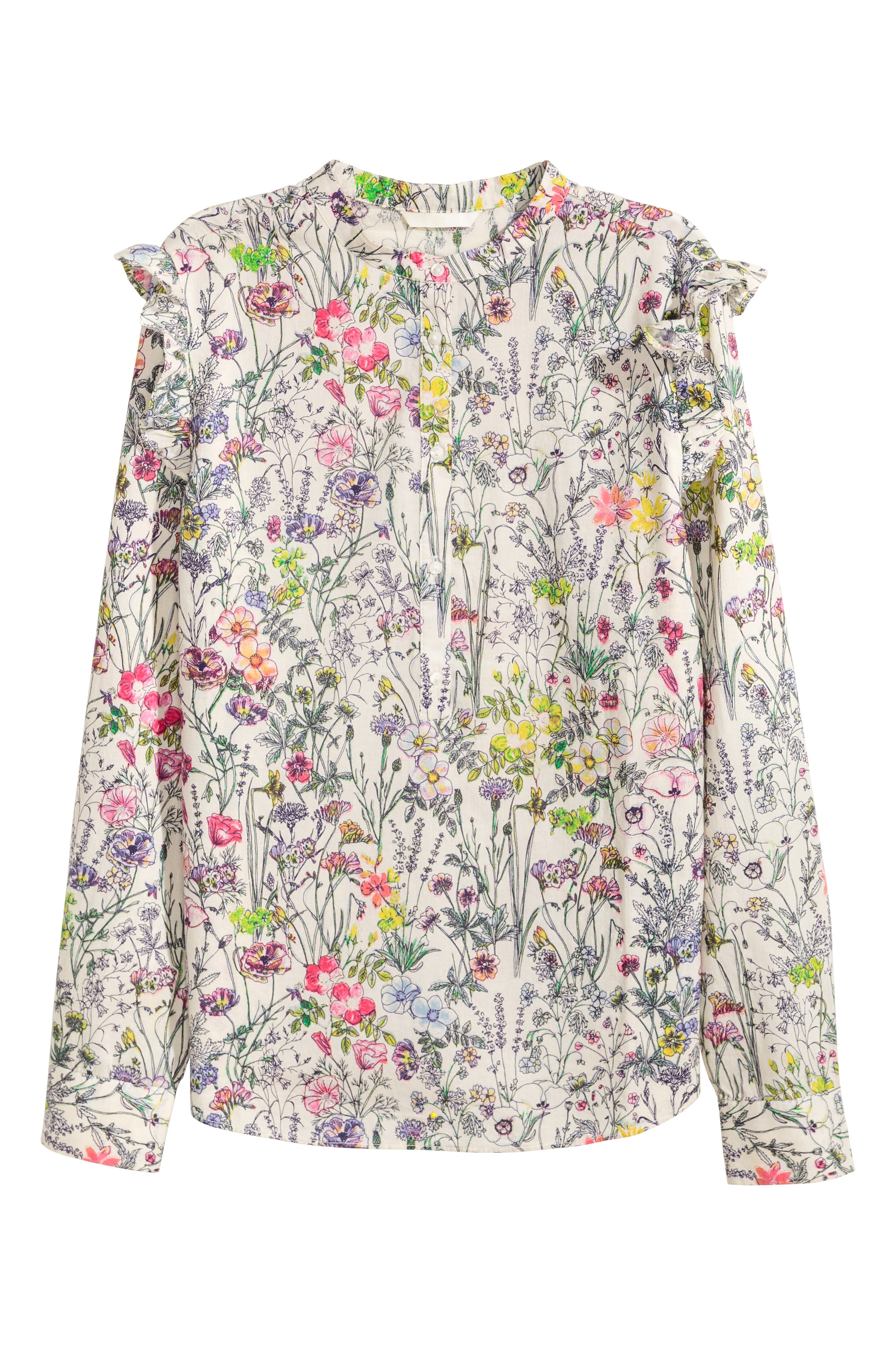 Agrandir l'image: Blouse en coton - Écru/fleuri - FEMME | H&M FR 1