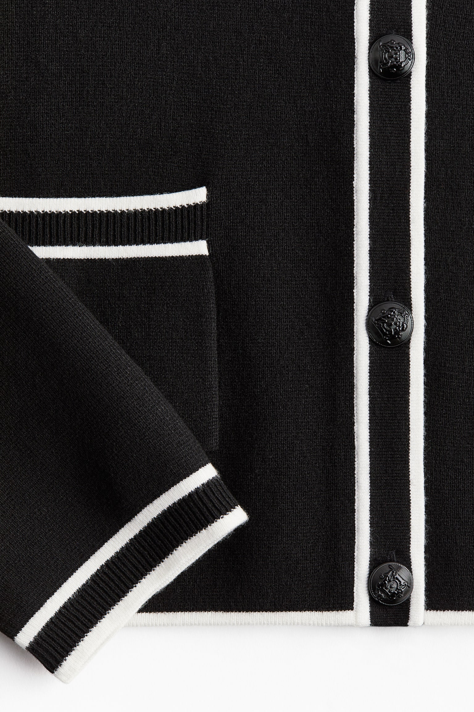 Collared cardigan - Black - 3