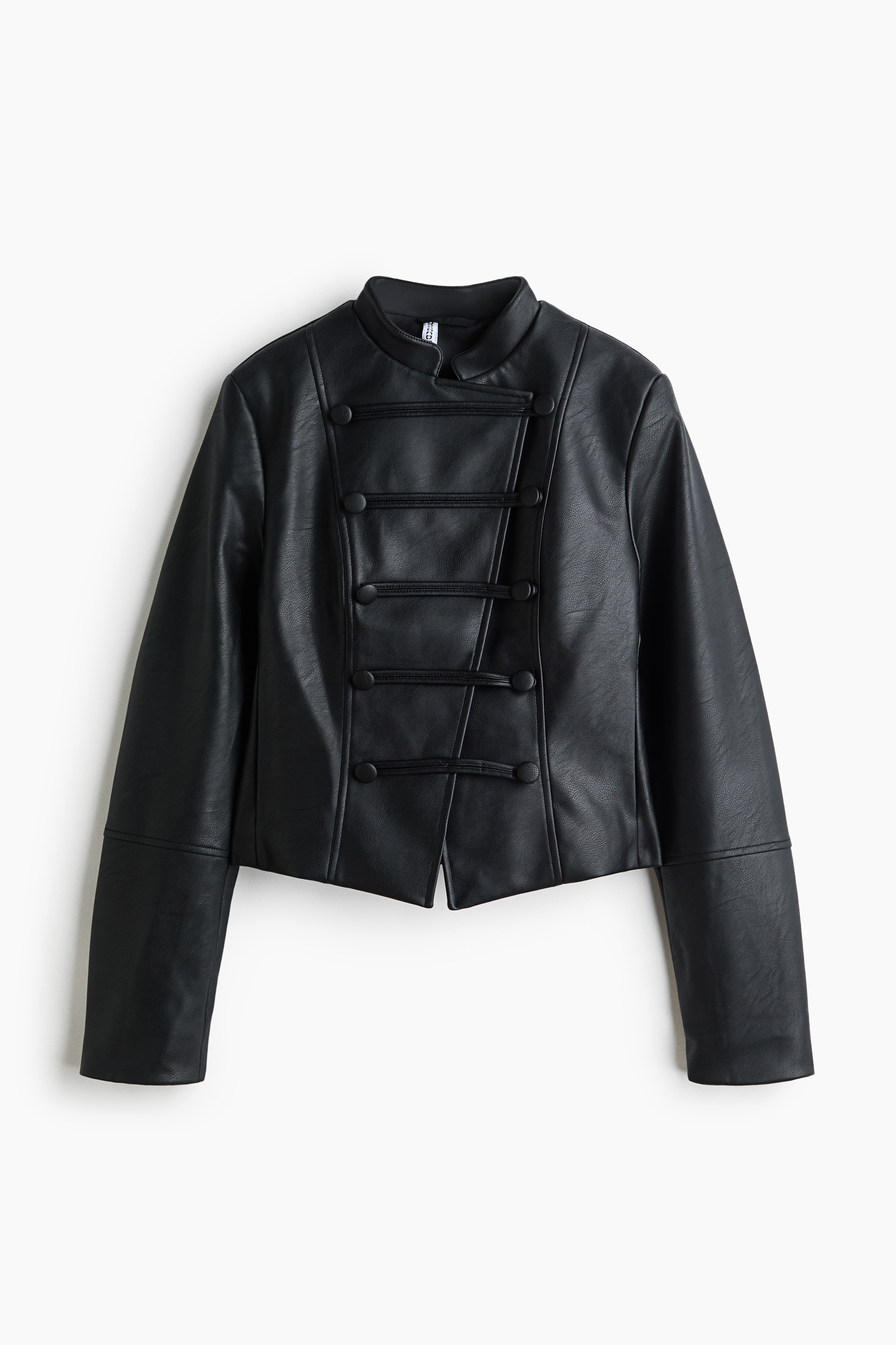 Coated jakke med knapper - Sort
