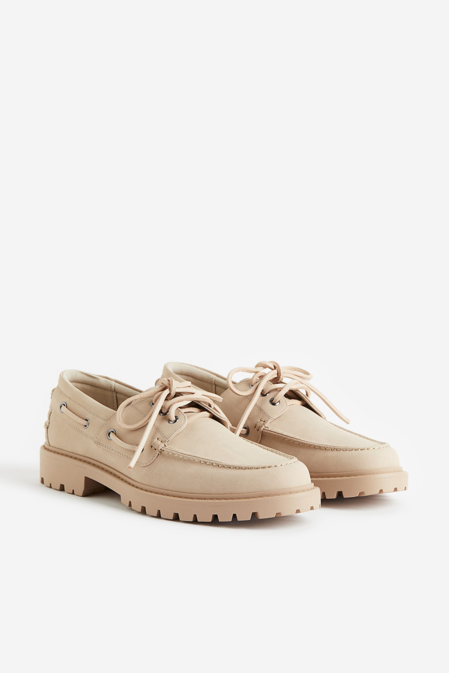 Chunky Boat Shoes - Beige/Black - 2