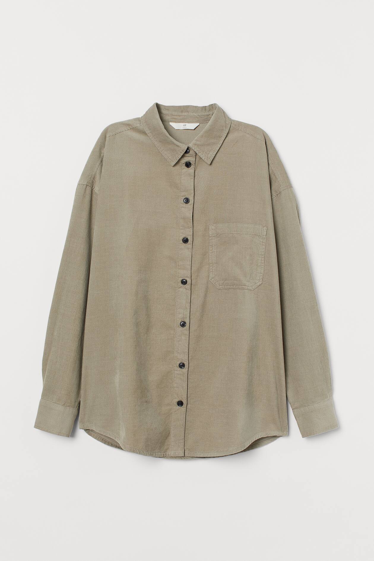 Corduroy Shirt - Light khaki green - Ladies | H&M US