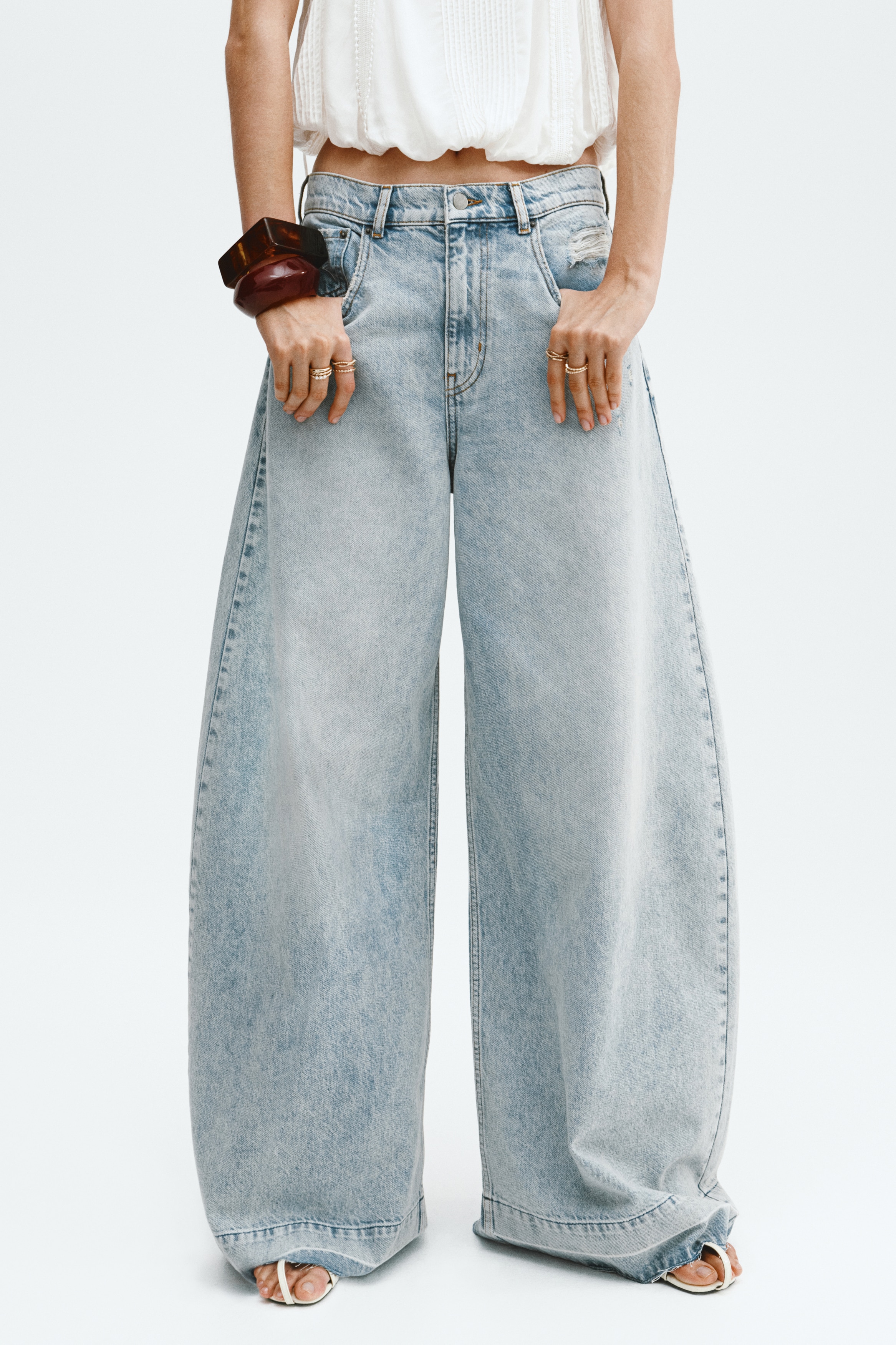 ワイドレッグデニム - ライトデニムブルー - レディース | H&M JP