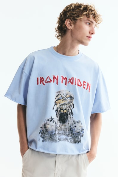 オーバーサイズフィット プリントローエッジコットンTシャツ