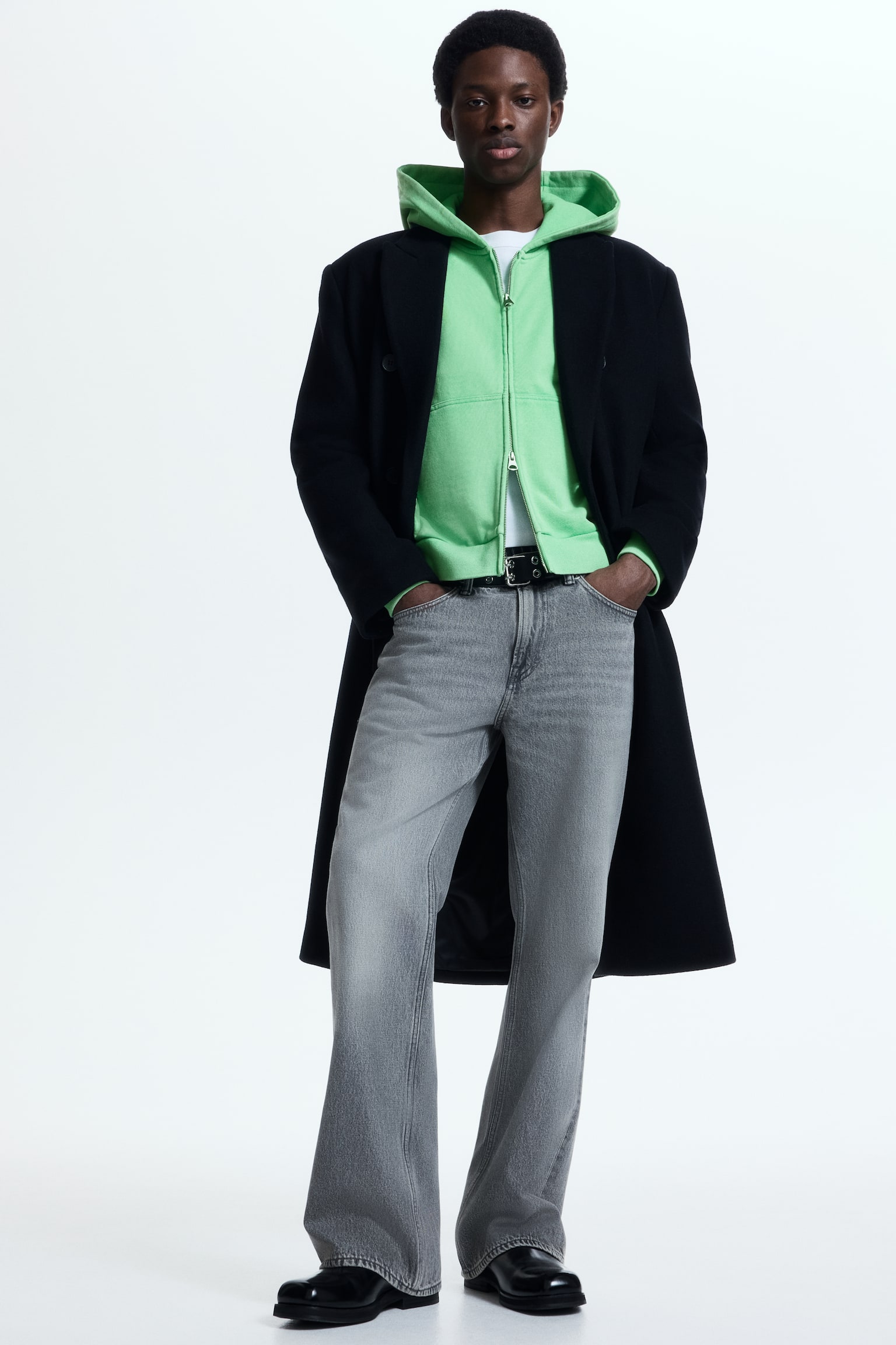 Oversized Fit Zip-through hoodie - Light green/Grey marl/Dark blue/Khaki green/Dark grey/Vintage black - 4