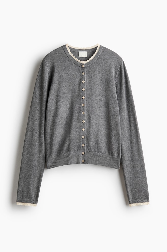 Vest met kant - Grijs gemêleerd/roomwit/Marineblauw/roomwit/Zwart/roomwit - 1