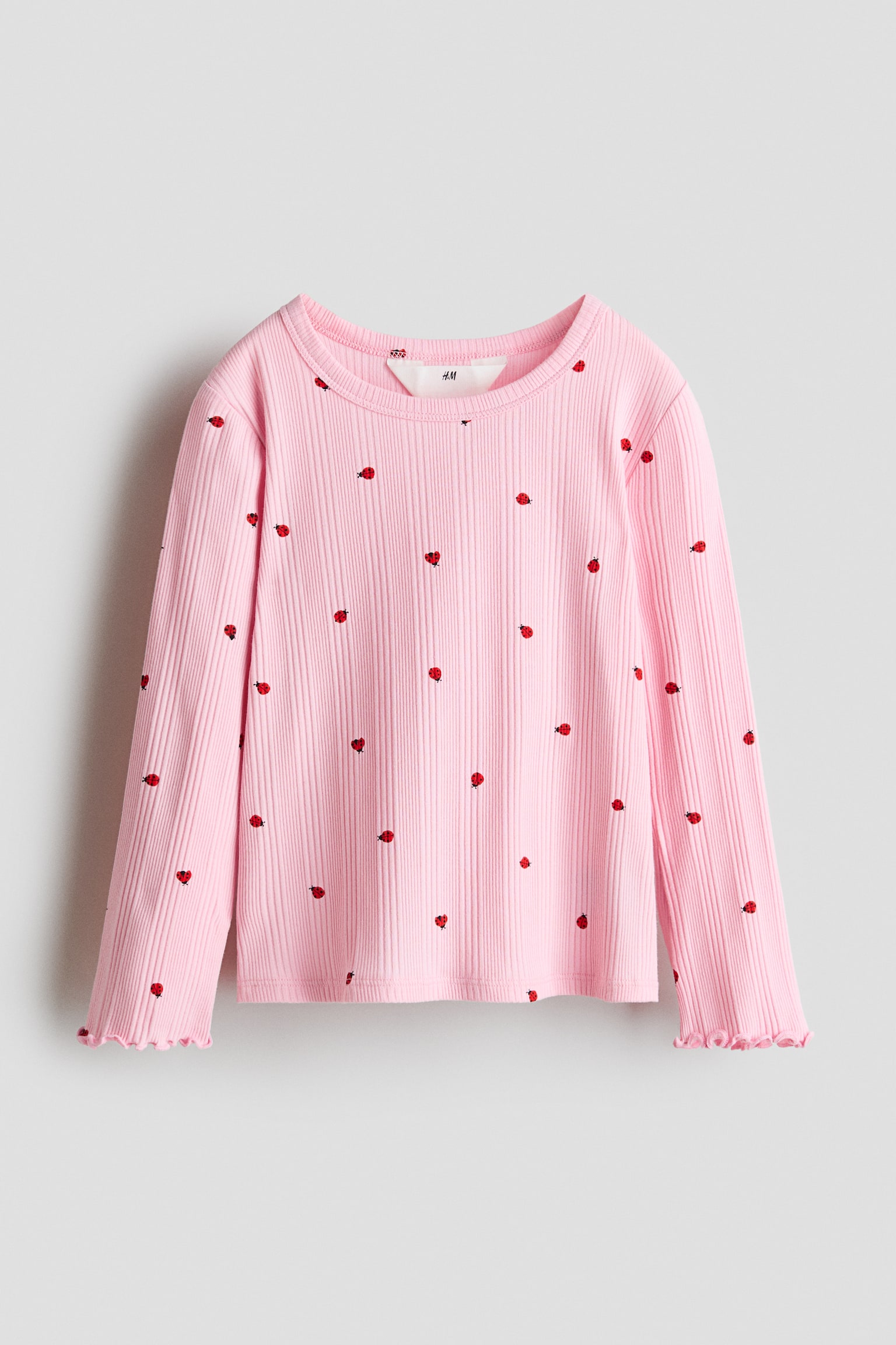 Ribbed Jersey Top - Pink/ladybugs/White/hearts/Blue/floral - 1
