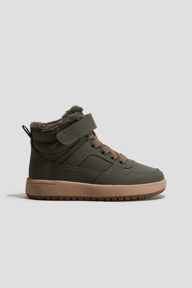 Sneakers chaudement doublées - Vert kaki foncé/Noir - 1