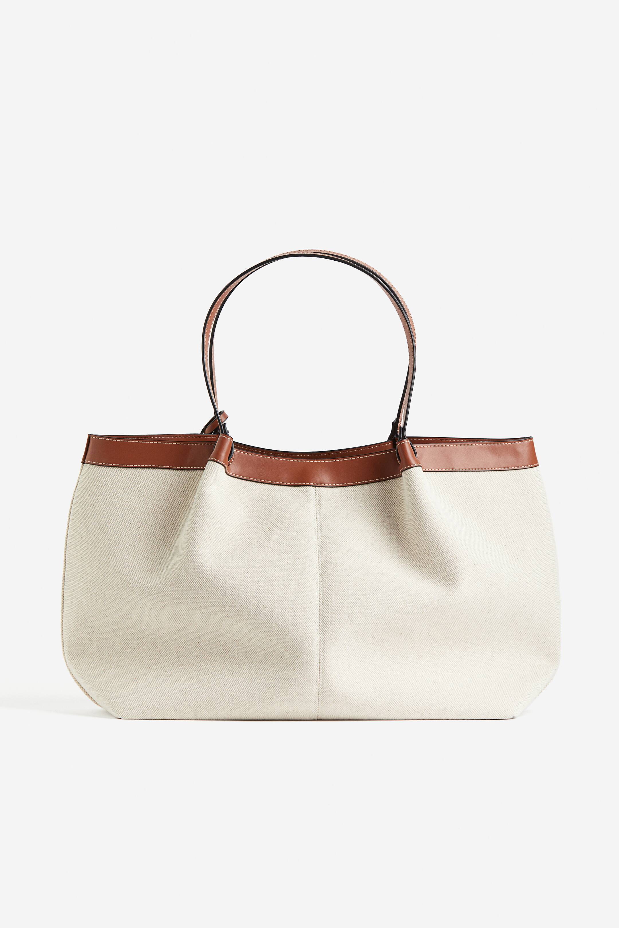 Large canvas shopper - Natural white/Brown - Ladies | H&M GB