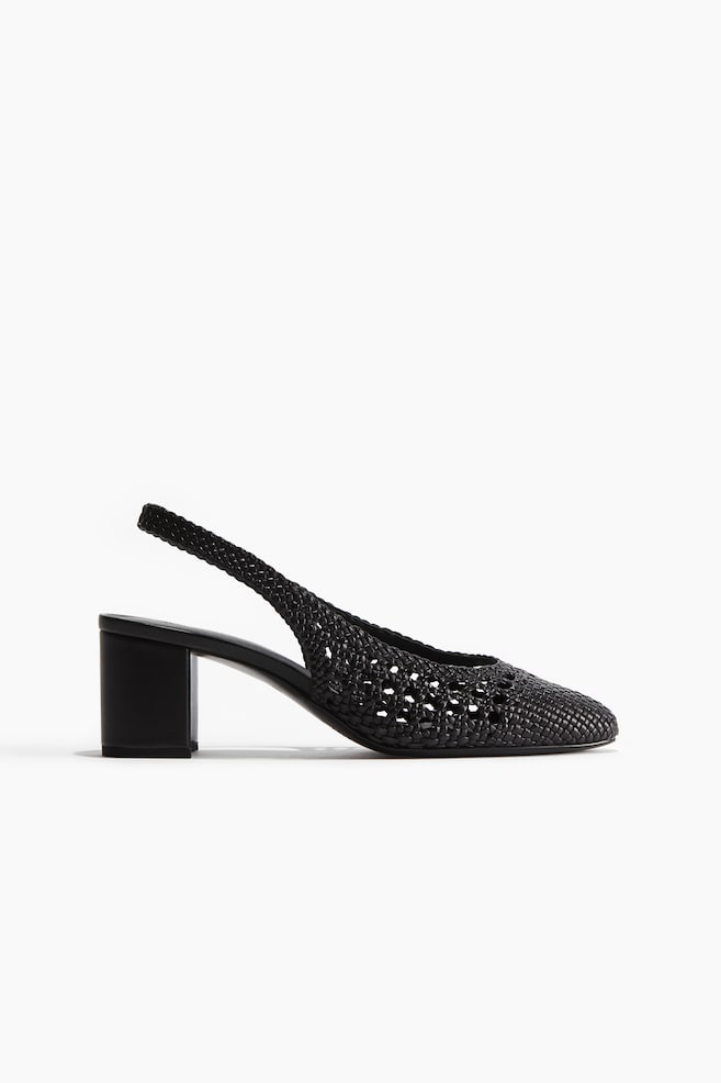 Leather slingback court shoes - Black - 1
