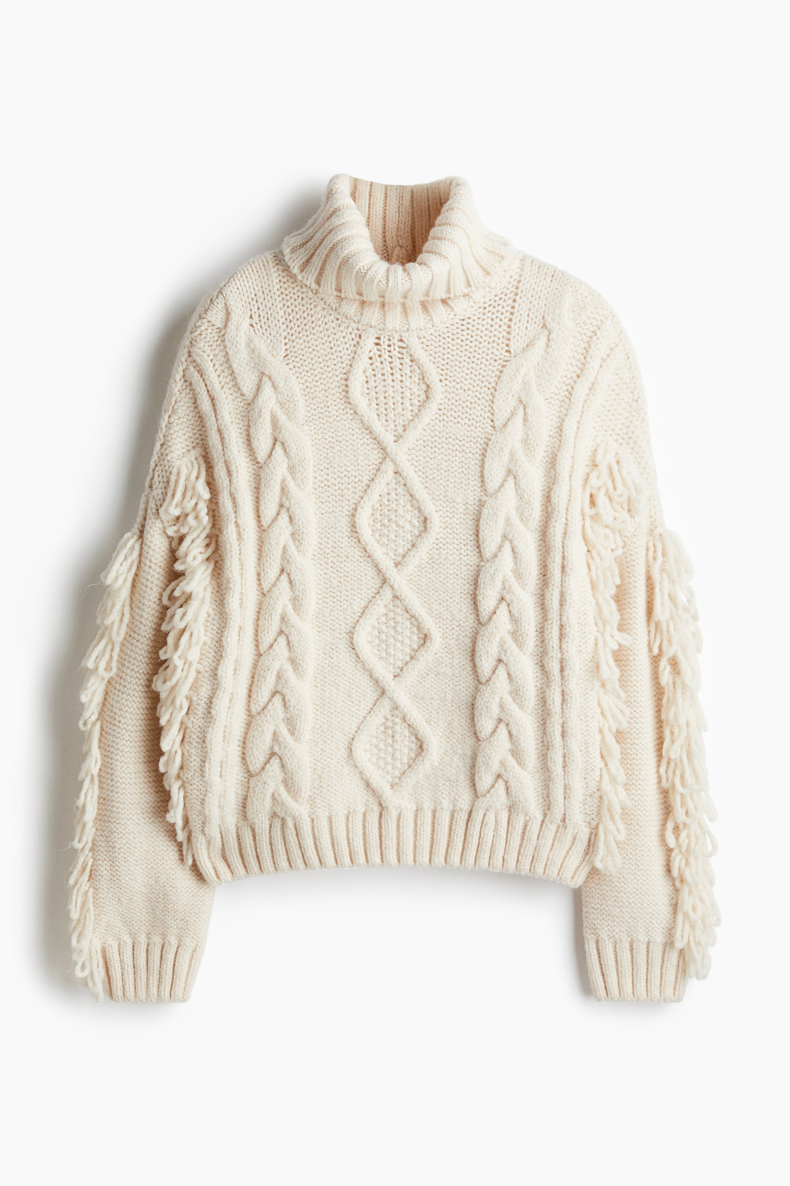 Cable-knit polo-neck jumper - Light beige - 2