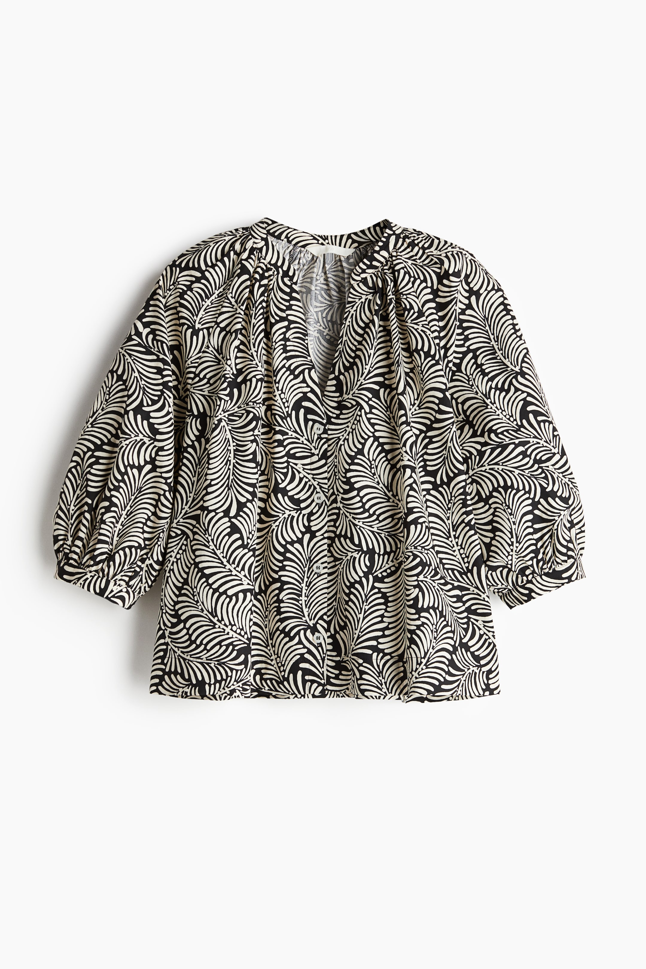 Balloon-sleeved poplin blouse