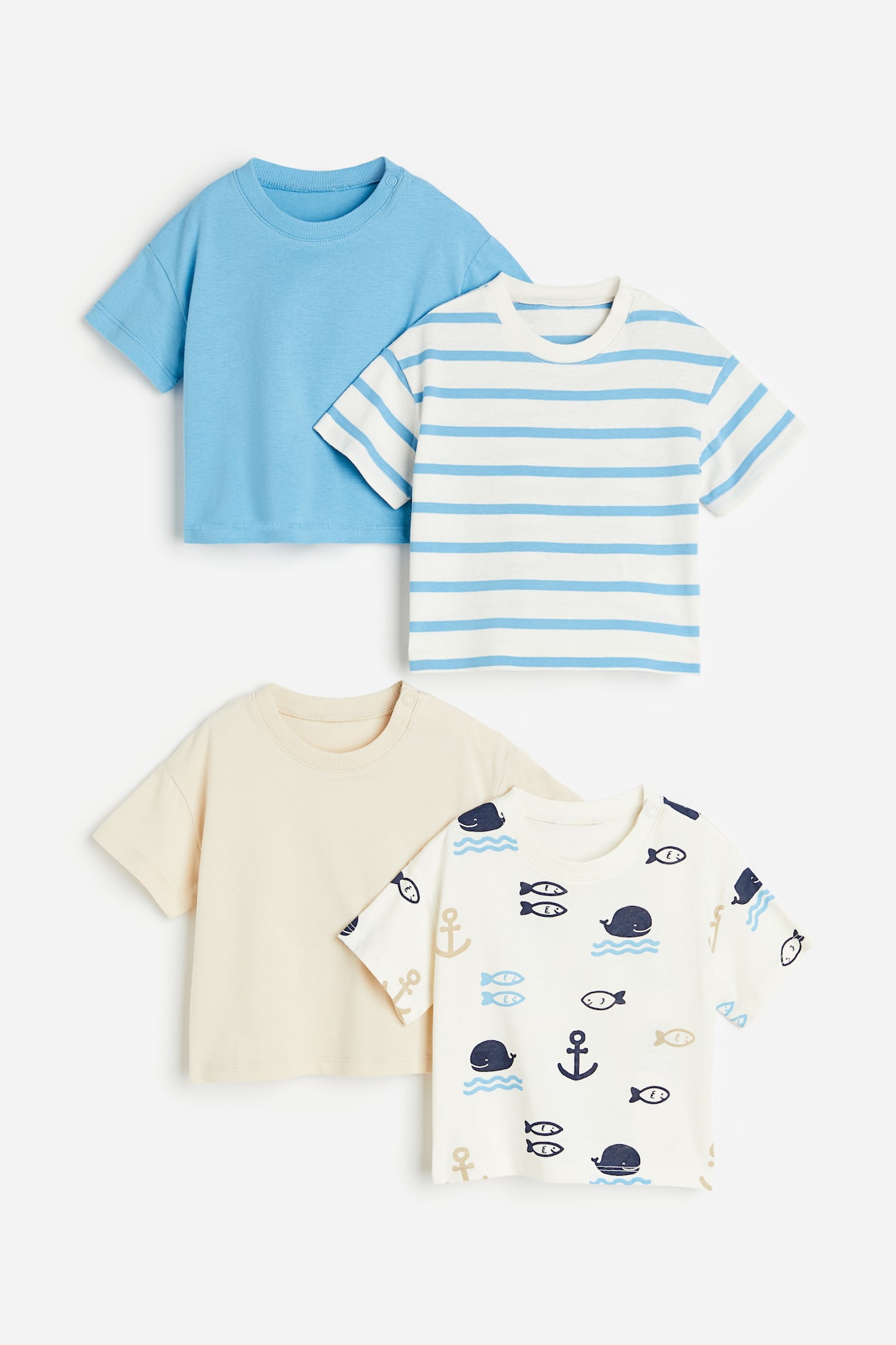 4-pack T-shirts - White/fish - Kids | H&M US