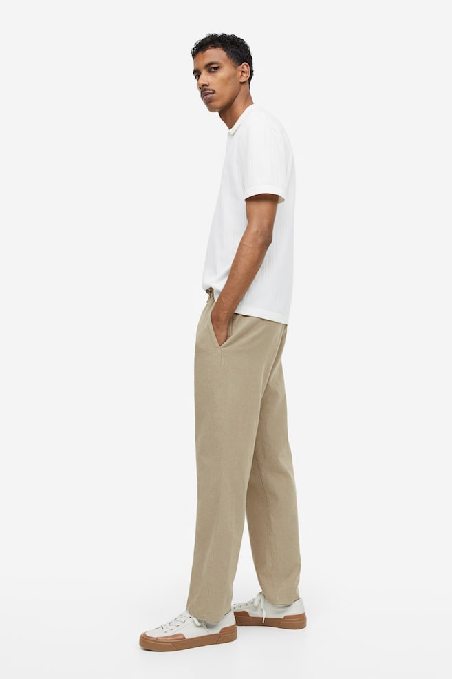 Regular Fit Linen-blend trousers - Light khaki green/Cream/Black/Light beige/Striped/dc/dc/dc/dc - 4