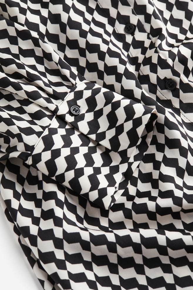 Shirt dress - Black/White patterned/Black - 3