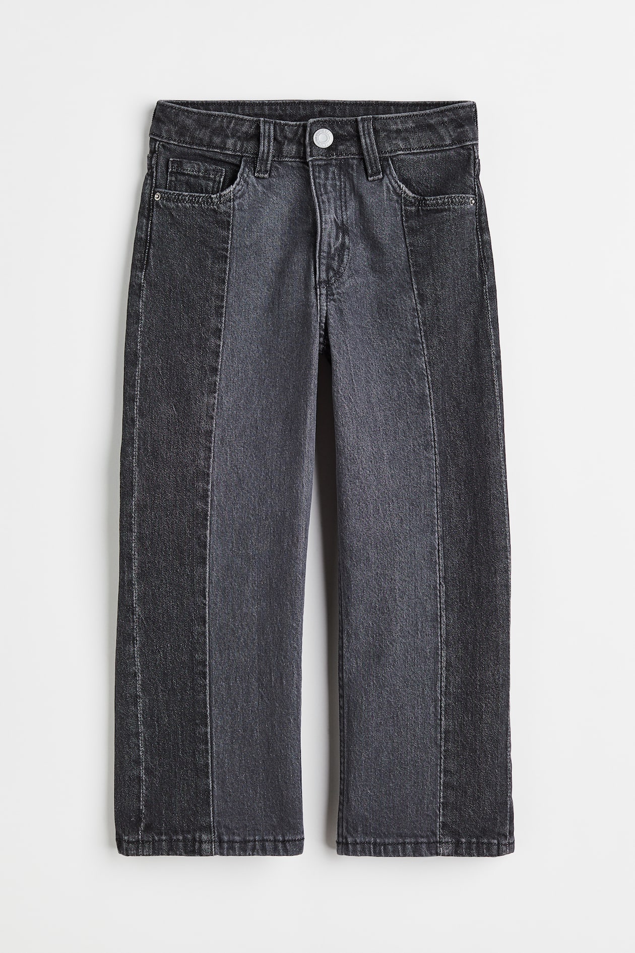 Wide Leg Jeans - Regular waist - Long - Black/dark gray - Kids | H&M US