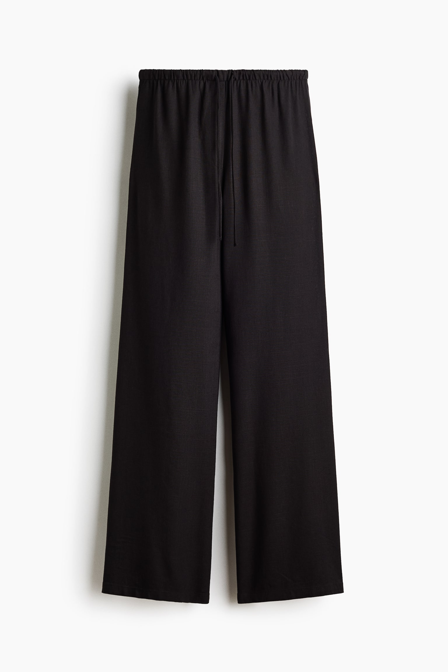 Женские брюки H&M Linen-Blend Drawstring, цвет: Чёрный — фото 1