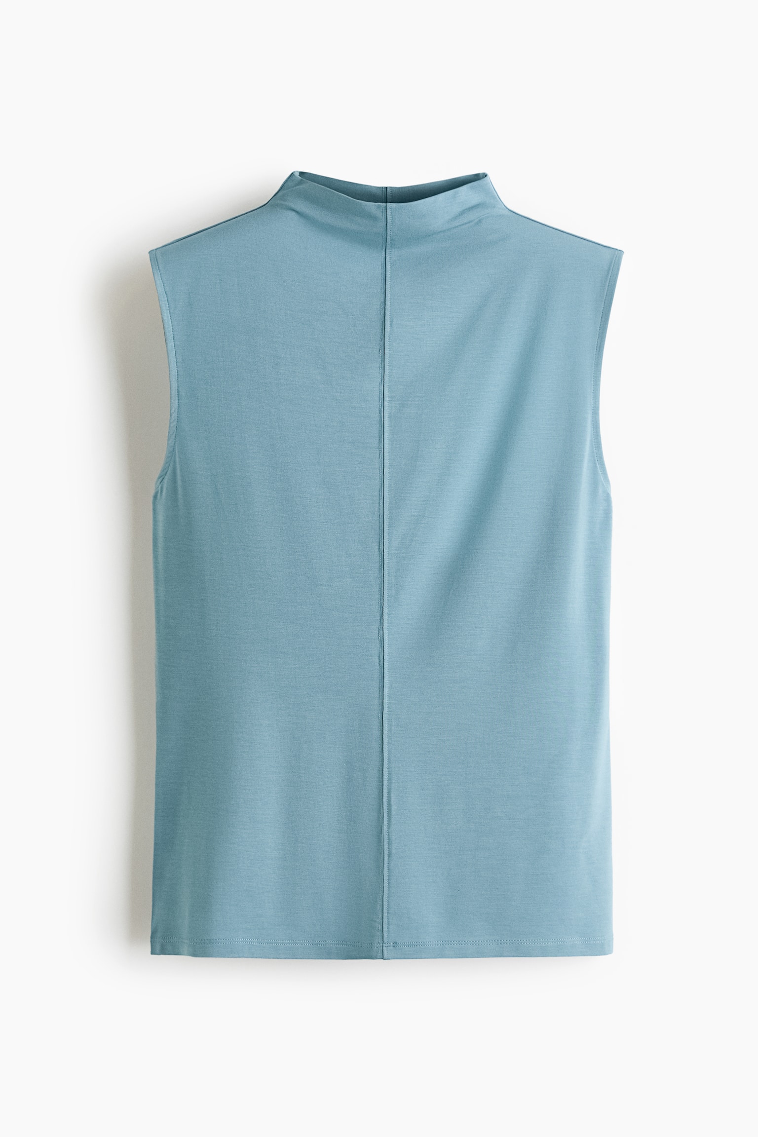 Top in misto modal con collo a lupetto - Turchese polvere/Avorio/Marrone - 1