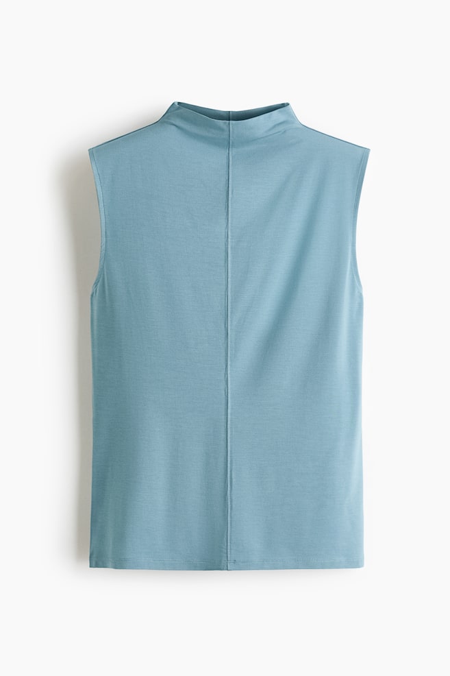 Modal-blend turtleneck top - Dusty turquoise/Ivory/Brown - 1