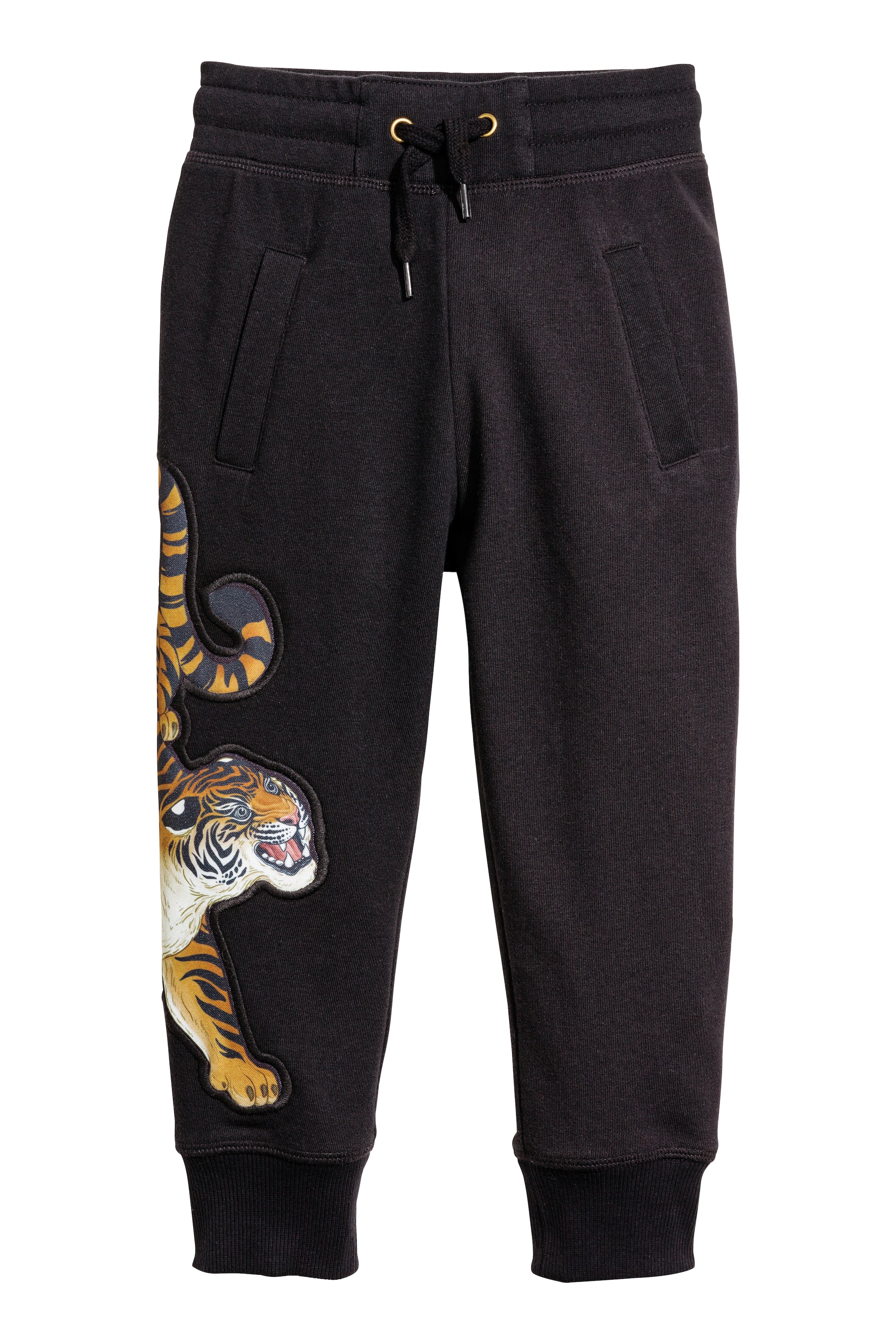 View larger image: Joggers with an appliqué - Black/Tiger - Kids | H&M GB 1