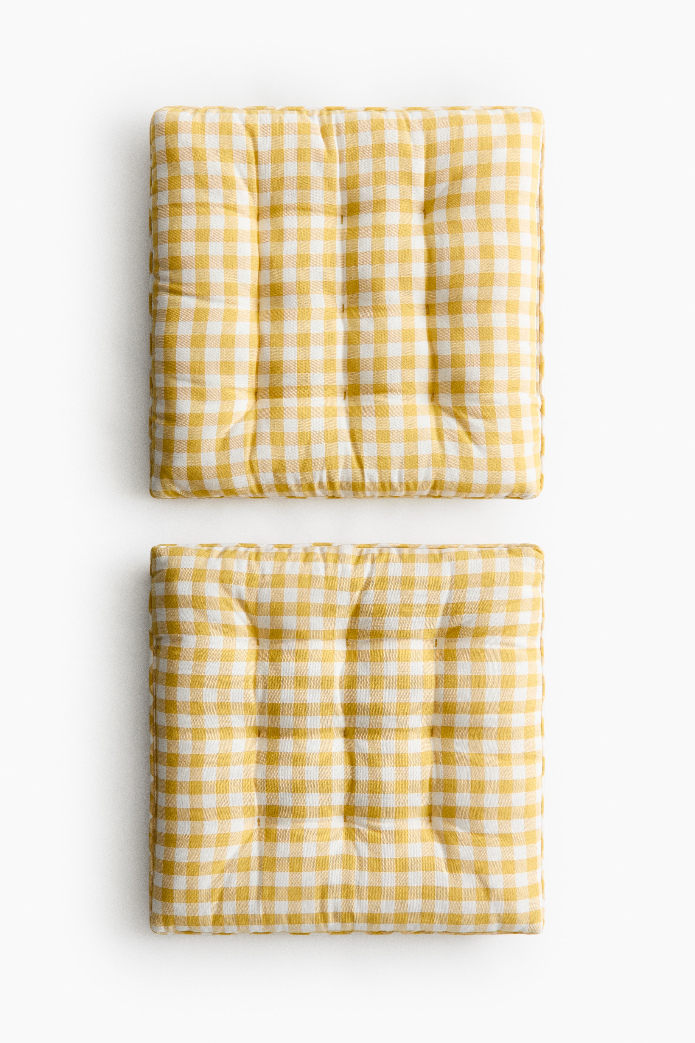 Lot de 2 coussins d'assise en coton - Jaune/vichy/Vert kaki/vichy/Marron foncé/vichy/Beige/vichy/Rouge rouille/vichy