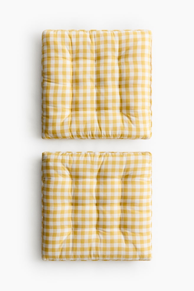 2-Pack Cotton Seat Cushions - Yellow/gingham - 1